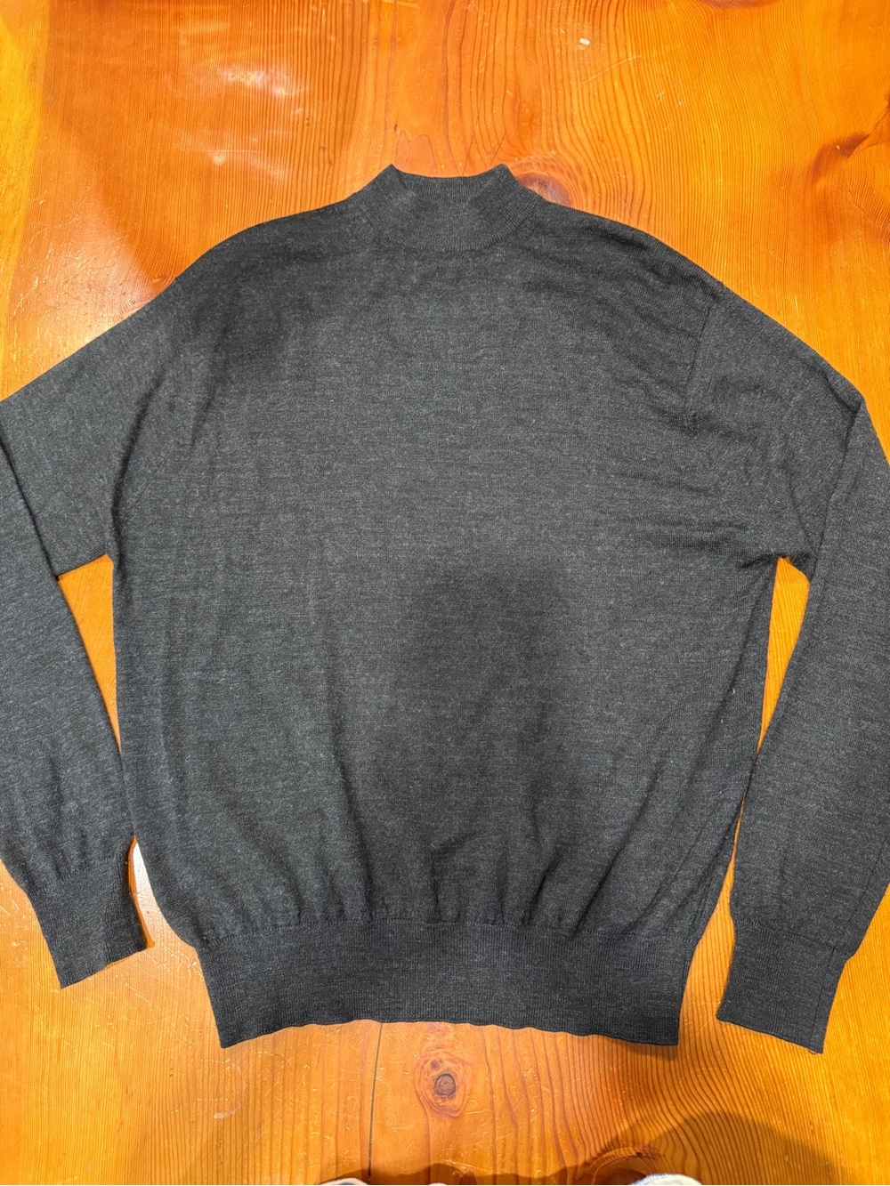 Merino Wool Charcoal Mock Neck Sweater